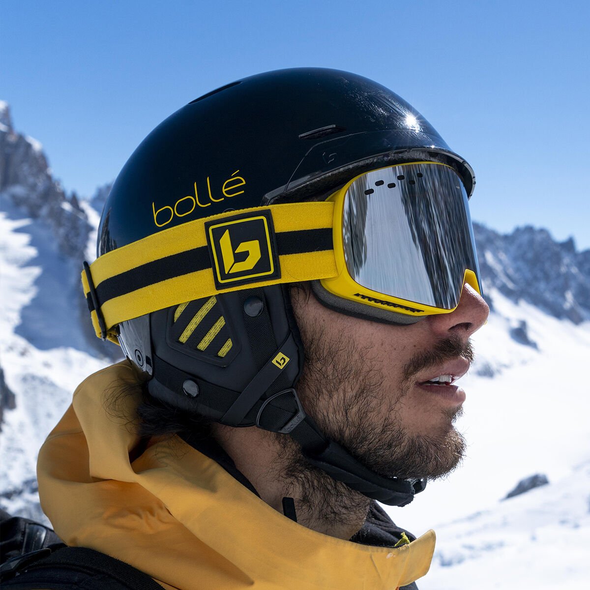 Black Yellow Shiny Bollé MUTE Ski Helmets | SRWOPI-752