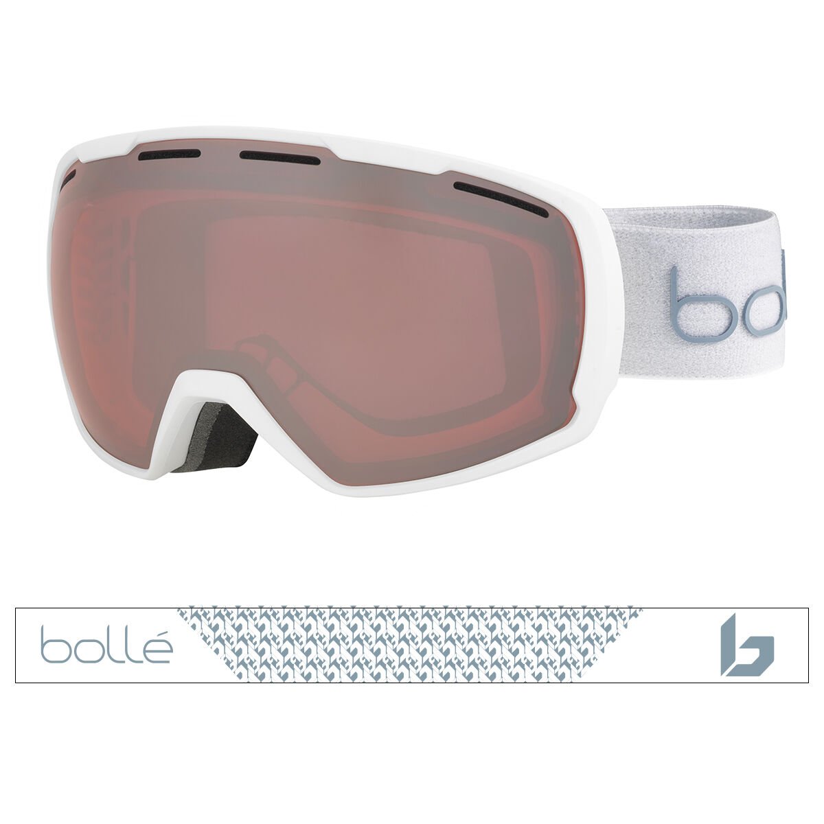 White Monogram Matte Bollé LAIKA Ski Goggles | ZUCFNA-260